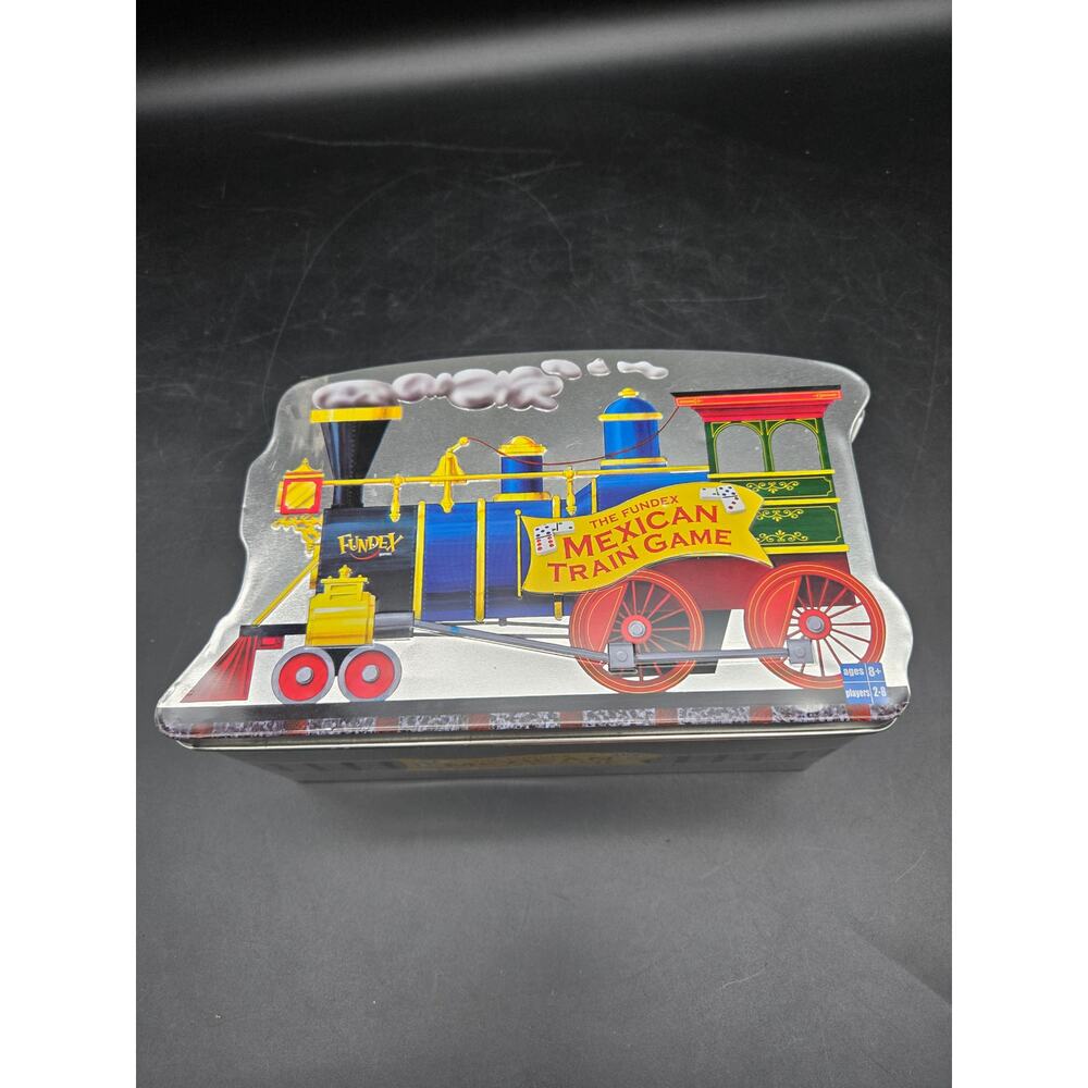 Fundex Mexican Train Dominoes Game Tin Set Complete Color Trains Dominoes